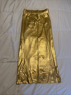 Gold Metallic Midi Skirt